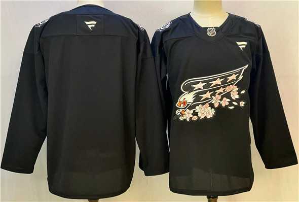 Men%27s Washington Capitals Blank Black Cherry Blossom Stitched Jersey
